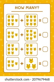 How many Wolf, game for children. Vector illustration, printable worksheet