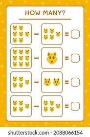 How many Wolf, game for children. Vector illustration, printable worksheet