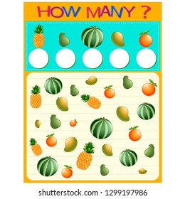 How many worksheet with many fruits
