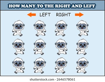 how many yeti to the left and right. animal arrow 