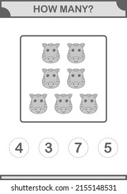 How Many Zebra face. Worksheet for kids