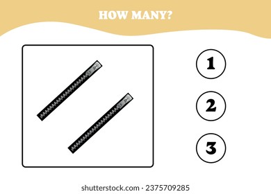 How many zipper are there? Educational math game for kids. Printable worksheet design for preschool or elementary kids. Activities for children.