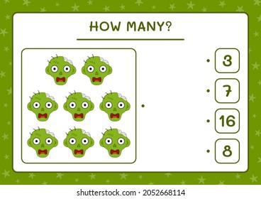 How many Zombie, game for children. Vector illustration, printable worksheet