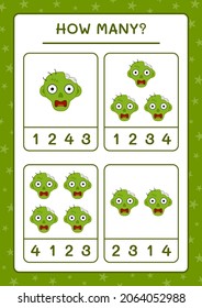 How many Zombie, game for children. Vector illustration, printable worksheet