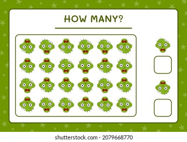 How many Zombie, game for children. Vector illustration, printable worksheet