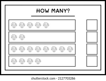 How many Zombie, game for children. Vector illustration, printable worksheet