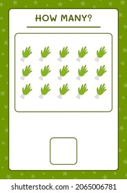 How many Zombie Hand, game for children. Vector illustration, printable worksheet