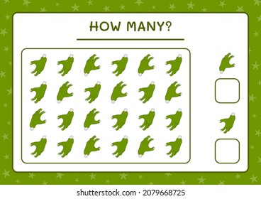 How many Zombie Hand, game for children. Vector illustration, printable worksheet
