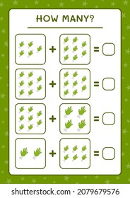 How many Zombie Hand, game for children. Vector illustration, printable worksheet