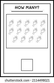 How many Zombie Hand, game for children. Vector illustration, printable worksheet