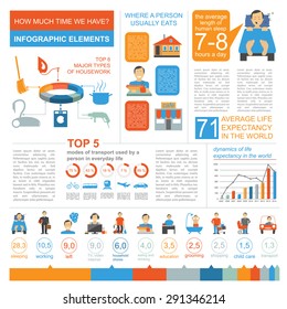 How much time we have. Lifetime elements. Infographic. Vector illustration