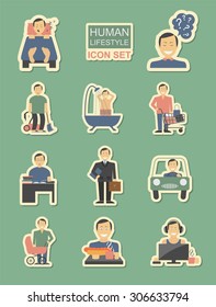 How much time we have. Lifetime elements. Icon set. Vector illustration