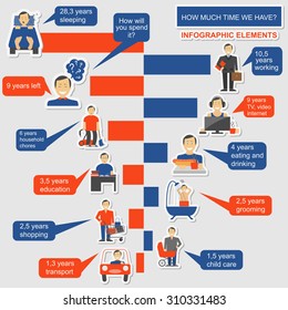 How Much Time We Have. Lifetime Elements. Infographic. Vector Illustration