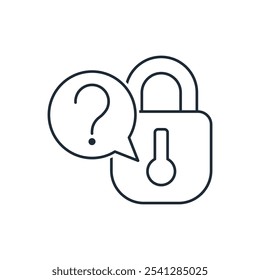 How to open a lock. Access problem. Vector illustration icon isolated on white background.