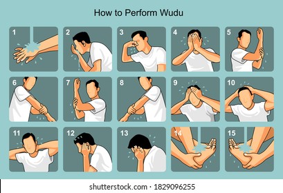 How Perform Wudu Islam Stock Vector Royalty Free 1829096255