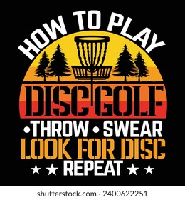 how to play disc golf, best t shirt design, creative illustration vector, sports shirts graphic artwork