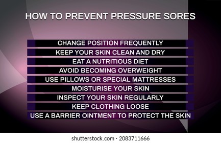 how to prevent pressure sores. Vector illustration for medical journal or brochure.