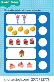 How many?  Printable worksheet. Educational game for children, kids preschool age