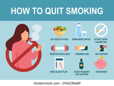 How to quit smoking infographic with useful advices in flat design. Health care concept.