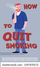 How to quit smoking poster vector template. Nicotine addiction support. Brochure, cover, booklet page concept design with flat illustrations. Advertising flyer, leaflet, banner layout idea