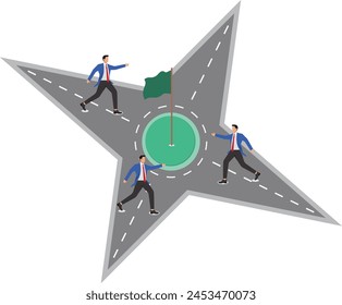 How to reach the goal businessman running on a looping dead end road but can't reach his goal, business dead end, desperate situation, dead end svg