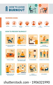 How to recognize and avoid burnout infographic: how to prevent burnout and self care healthy lifestyle tips