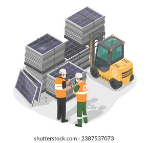 how to recycling solar panels Problem of Garbage from used solar cell panel process isometric isolated cartoon