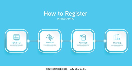 How to register to study diagram infographic template. Timeline with 3 steps. Vector infographic element.