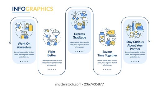 How to repair relationship rectangle infographic template. Stay curious. Data visualization with 5 steps. Editable timeline info chart. Workflow layout with line icons. Lato-Bold, Regular fonts used