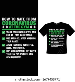 How to safe from Corona Virus At the gym-Corona Virus t Shirt Design Vector.