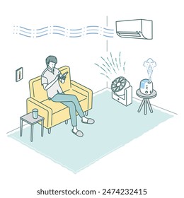 How to save energy on air conditioners in summer (using a circulator,humidifier in the living room)