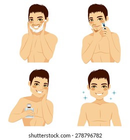 How To Shave Man Beard Steps Using Shaving Foam Cream, Razor And Applying Aftershave For Smooth Skin Result