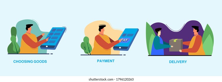 How to shop online illustration, online shop, vector
