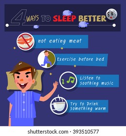How to sleep better. infographic - vector illustration