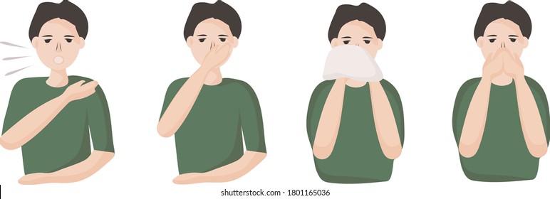 How to sneeze or cough properly to prevent viruses from spreading. cover your mouth with your hand or handkerchief. people with a cold and illness sneeze. Preventive measures against coronavirus