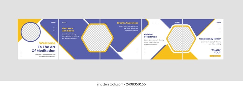 Cómo planilla de carrusel de medios sociales, meditación y relajante diseño de banner en Instagram para tiendas de yoga spa, etc
