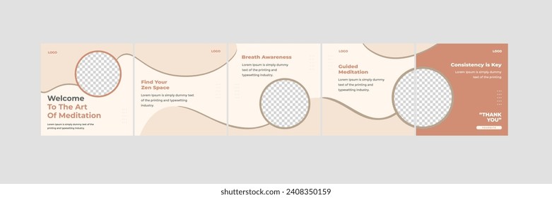 How to social media carousel template, meditation and relaxing Instagram banner design for spa yoga shops etc
