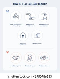 How To Stay Safe And Healthy During Pandemic: Guidelines To Prevent Coronavirus(covid 19). Infographic Line Icons. Editable Stroke Vector Illustration