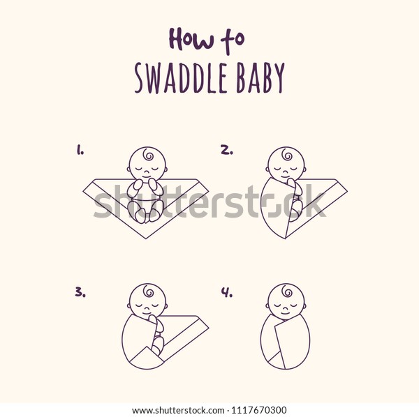 How Swaddle Baby Baby Blanket Stock Vector (Royalty Free) 1117670300