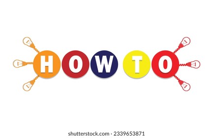How to text on colorful round shapes. White background. Flat design. Vector illustration.