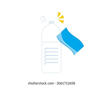 How to throw away a plastic bottle of water. Vector illustration.