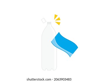 How to throw away a plastic bottle of water. Vector illustration.