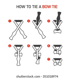 How To Tie A Bow Tie Instructions. Vector.