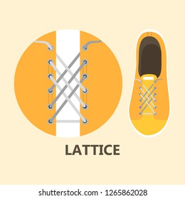 How to tie your shoe laces in different ways instruction. Guide for child step-by-step. Isolated flat vector illustration