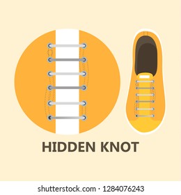 How to tie your shoe laces in different ways instruction. Guide for child step-by-step. Isolated flat vector illustration
