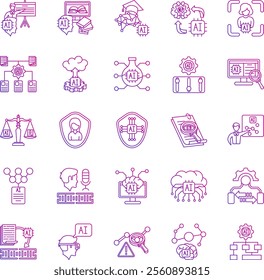 How to use AI 25 icon bundle in gradient style