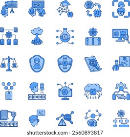 How to use AI 25 icon bundle in lineal blue style