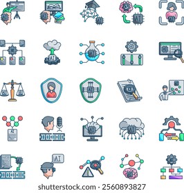 How to use AI 25 icon bundle in lineal color style