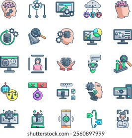 How to use AI 25 icon set in lineal color style