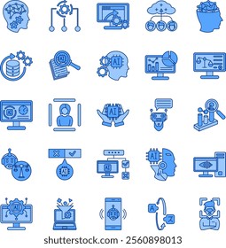 How to use AI 25 icon set in lineal blue style